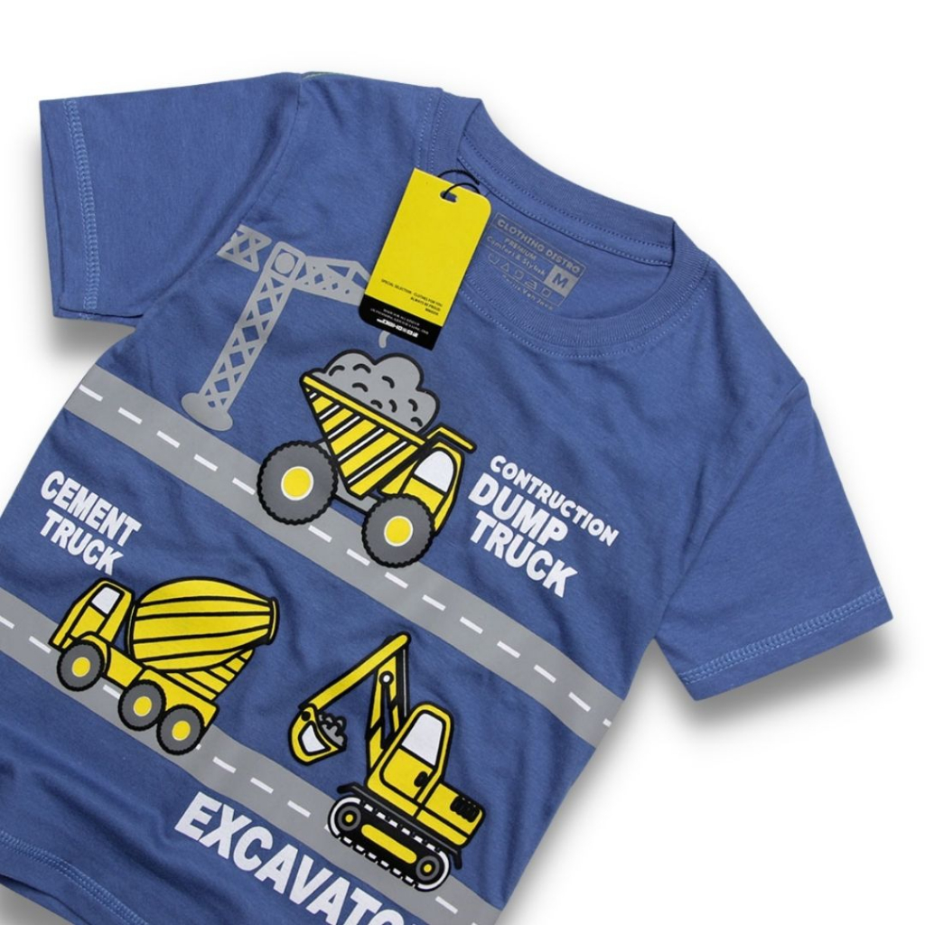 BAJU ANAK LAKI-LAKI EXCAVATOR DENIM MOBIL BEKO BANDUNG KAOS ANAK COWOK DISTRO RGKIDS