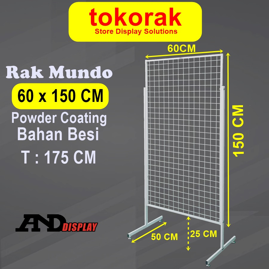 RAK MUNDO 60 X 150 CM DISPLAY KAKI RAM JARING DINDING CANTOLAN SINGLE