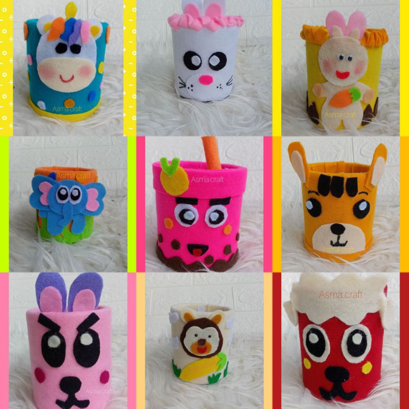 

tempat pencil karakter berbahan kain planel akrilik