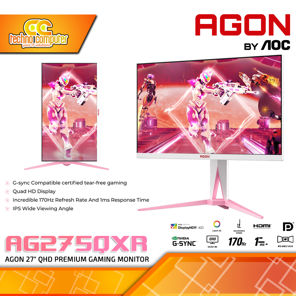 MONITOR AOC AGON AG275QXR White Pink Gaming Monitor - 27 inch, QHD (2560 x 1440), IPS, HDR400, 170Hz