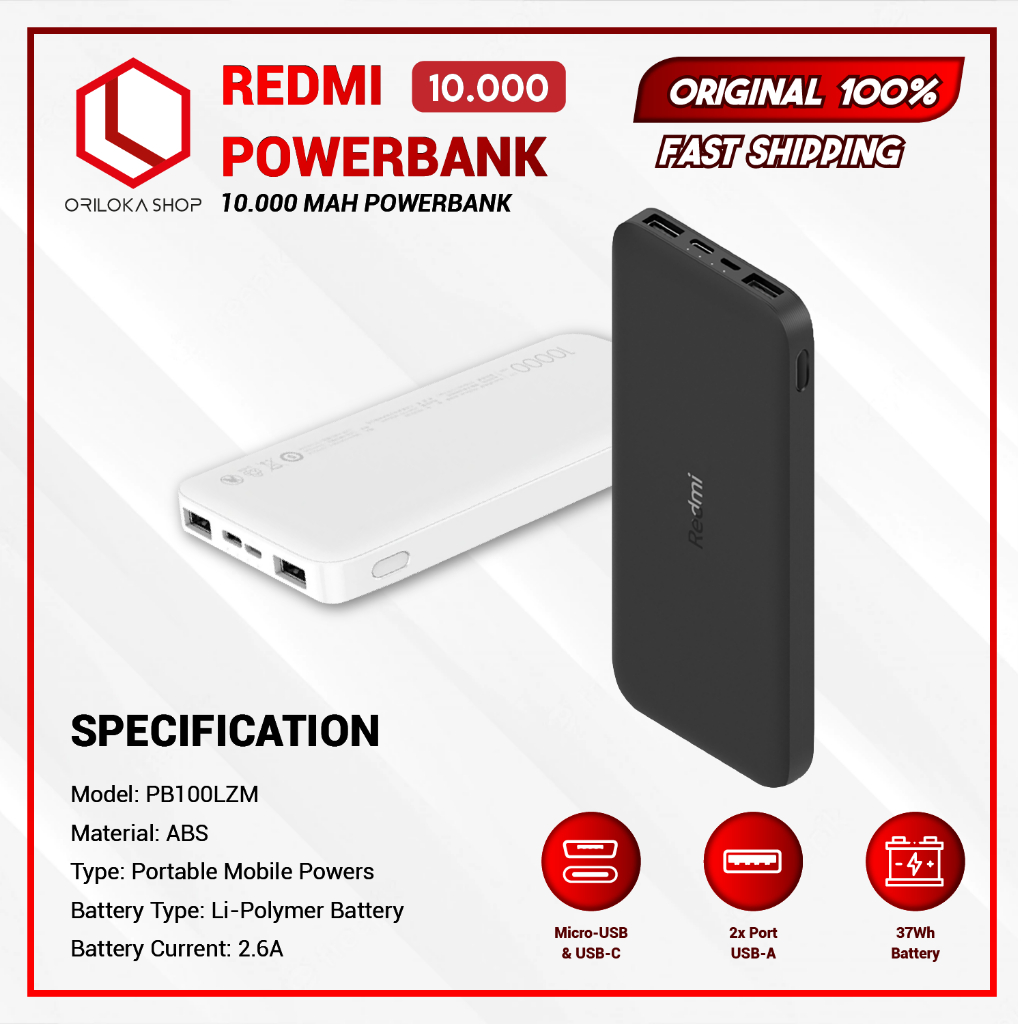 Mi Redmi Power Bank 10000mAh - Garansi Resmi
