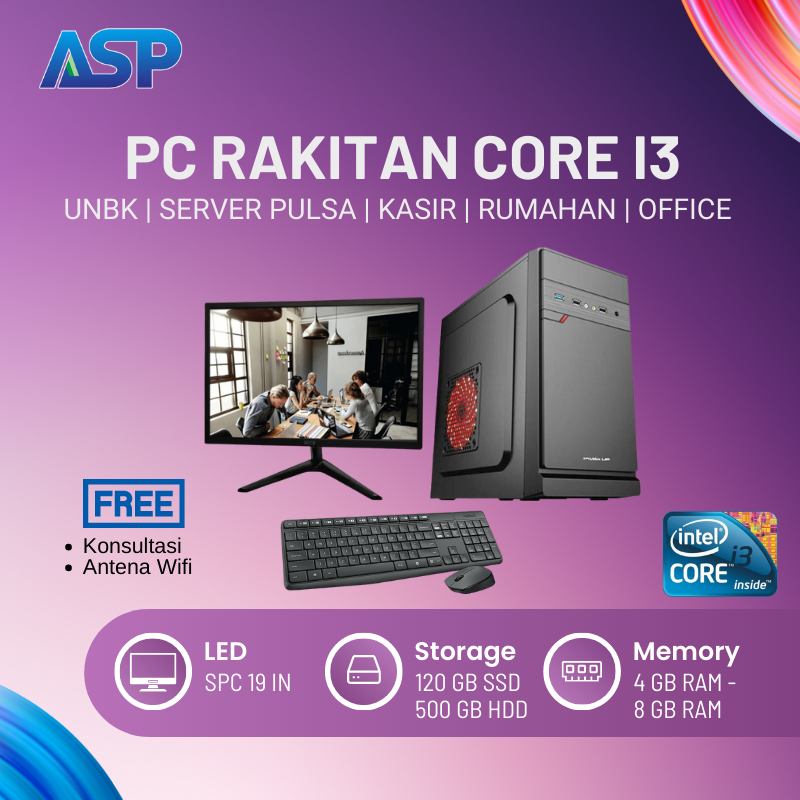Komputer Full Set Intel Core I3 LCD 19 inch