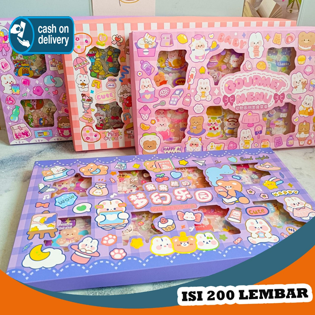 

Sticker BOX SENMU MASU MOMO ISI 200 LEMBAR Set Daily Manual Cute Pattern Decorative Tape Sticker Gift CRAFT