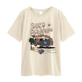 atasan wanita lengan pendek premium american retro kaos oversize cartoon motif printed t-shirt import pakaian wanita