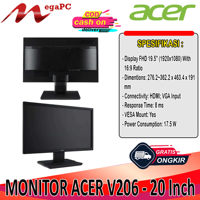 Monitor LED 20 Inch ACER V206 HDMI VGA