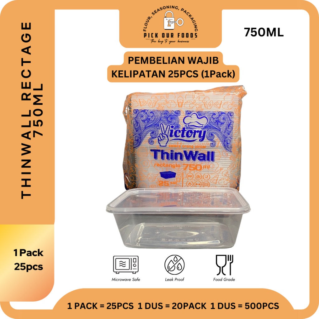 Thinwall Rectangle 500ml / 650 ML / 750 ML / 1000 ML | Thinwall Persegi Panjang