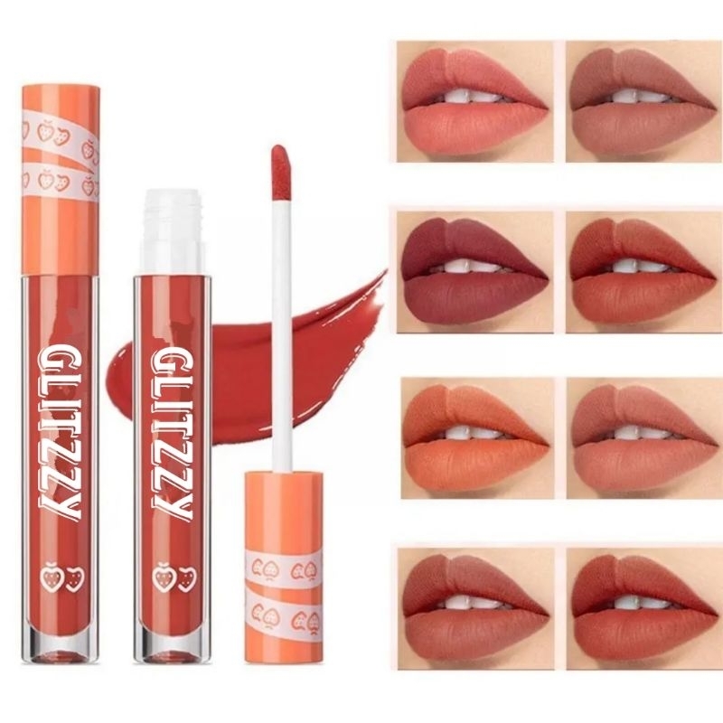 Glitzzy 8 Warna Lipstick Matte Lembut Warna Nude Tahan Lama Melembabkan Cantik