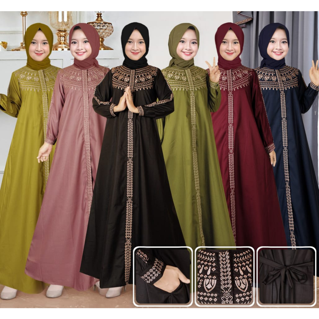 Gamis Anak Bahan Katun Toyobo Bordir | Gamis Bordir Anak Terbaru |Gamis Toyobo Anak