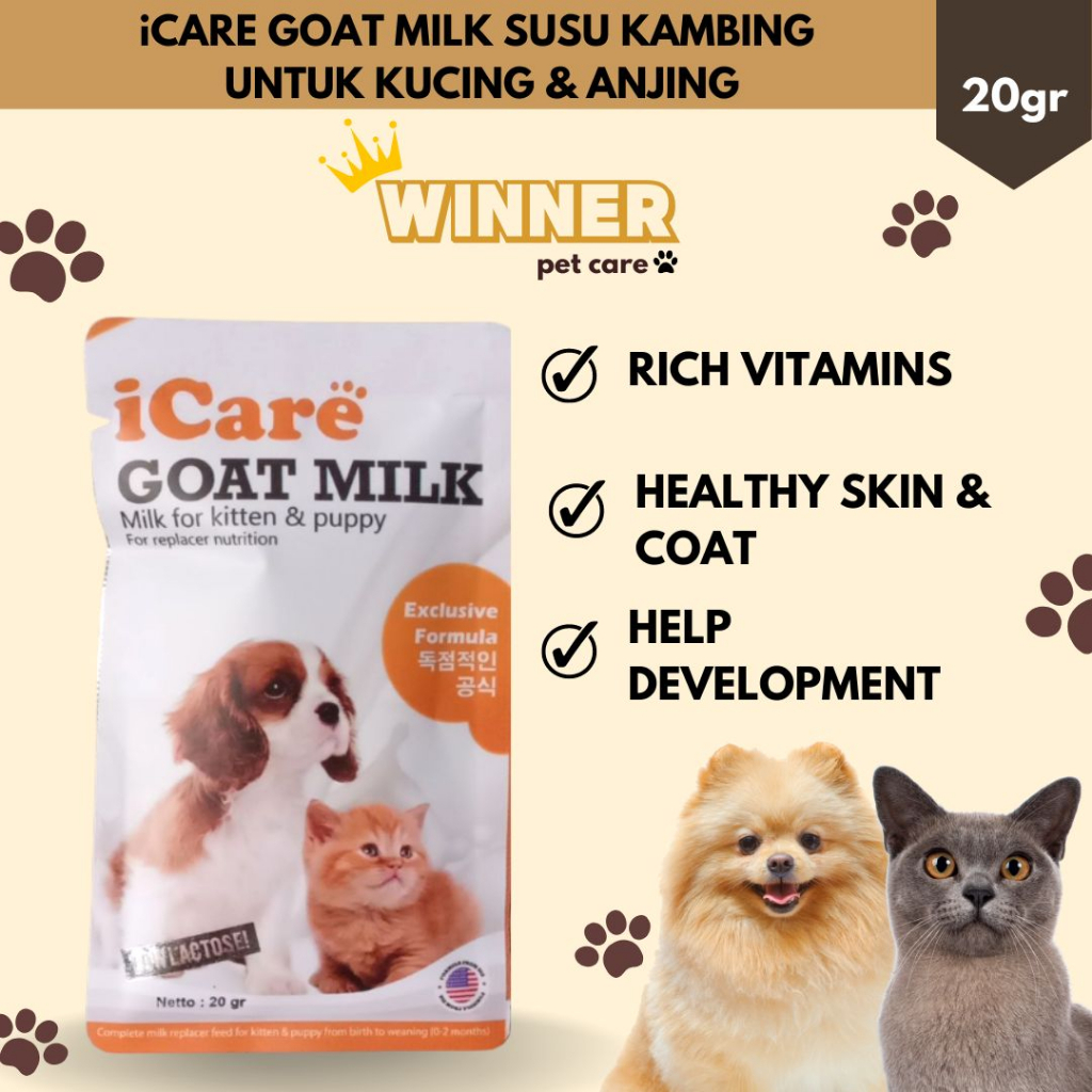 ICARE Goat Milk Susu Kambing untuk Kucing dan Anjing Sachet 20gr