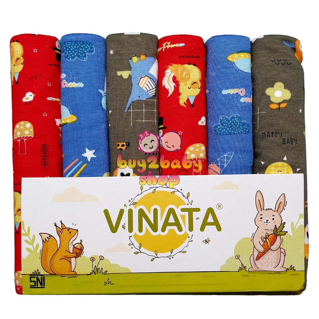 Bedong bayi bahan premium halus dan lembut dengan motif dan warna terbaik VINATA isi 6 PCS