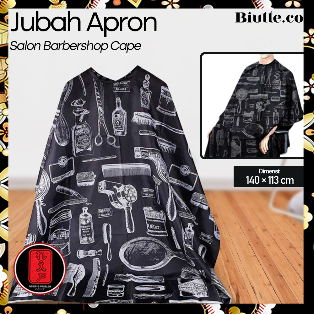 Biutte.co Jubah Apron Pangkas Rambut Salon Barbershop Cape - WB01 - Black