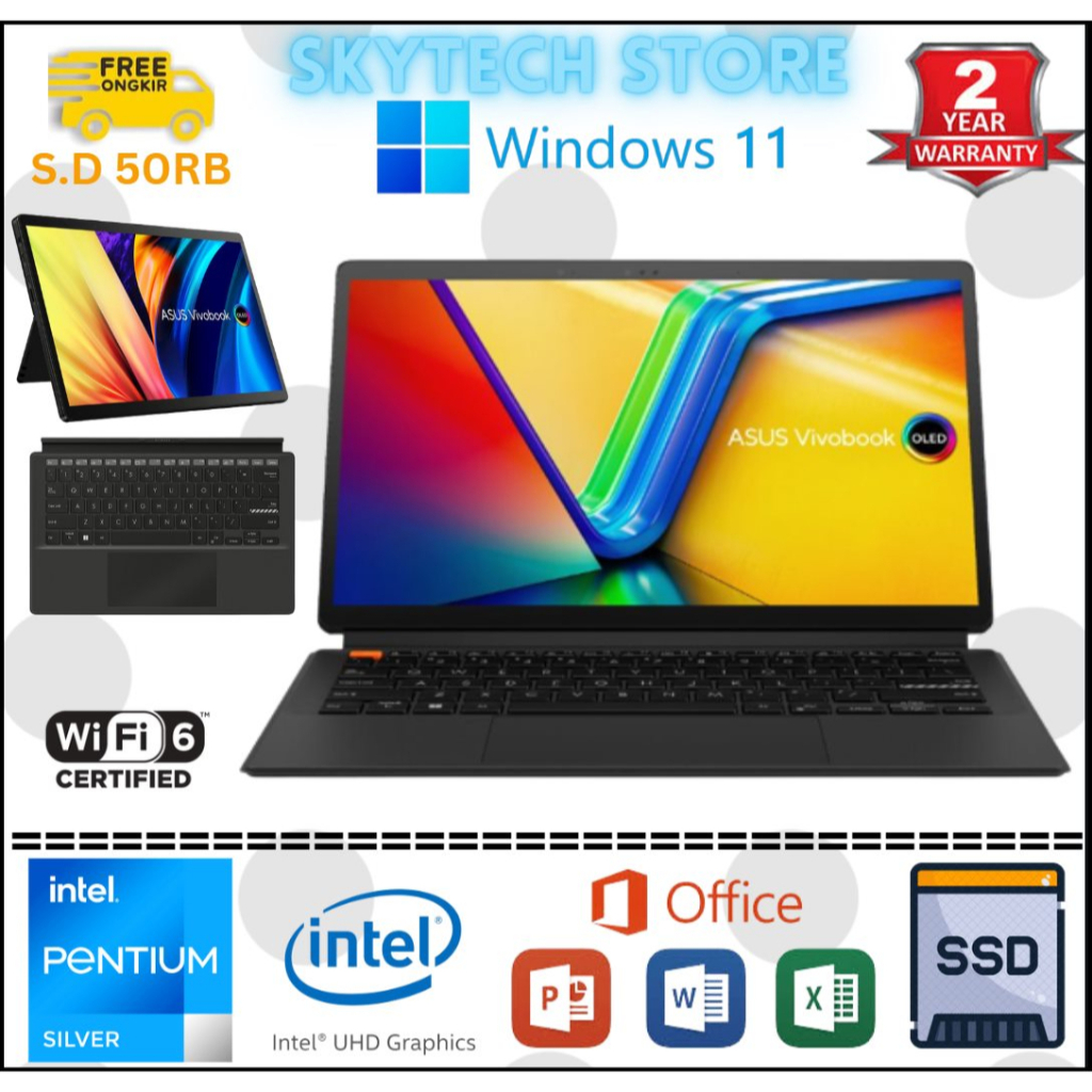 Asus Vivobook Slate 13 Oled T3300Ka Intel Pentium 4core N6000 Ram8Gb Ssd256gb Windows 11 &amp; Ohs 2021 Original