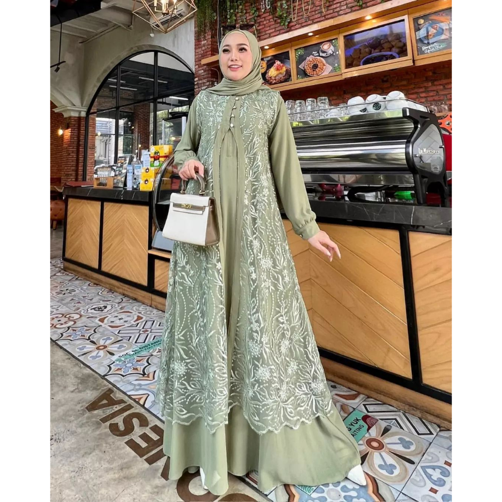 Gamis Dress Brukat Pesta Mewah Mamanda Maryam Maxy Busui Terbaru Dhuhayu Dress Fashion Muslim Wanita Gamis Brokat