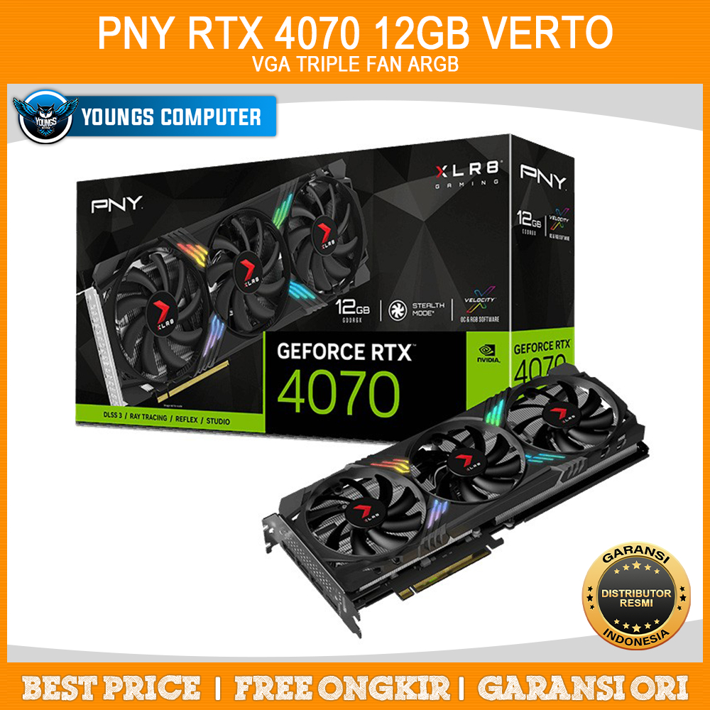 VGA PNY RTX 4070 12GB VERTO Triple Fan ARGB | RTX4070 12GB GDDR6X