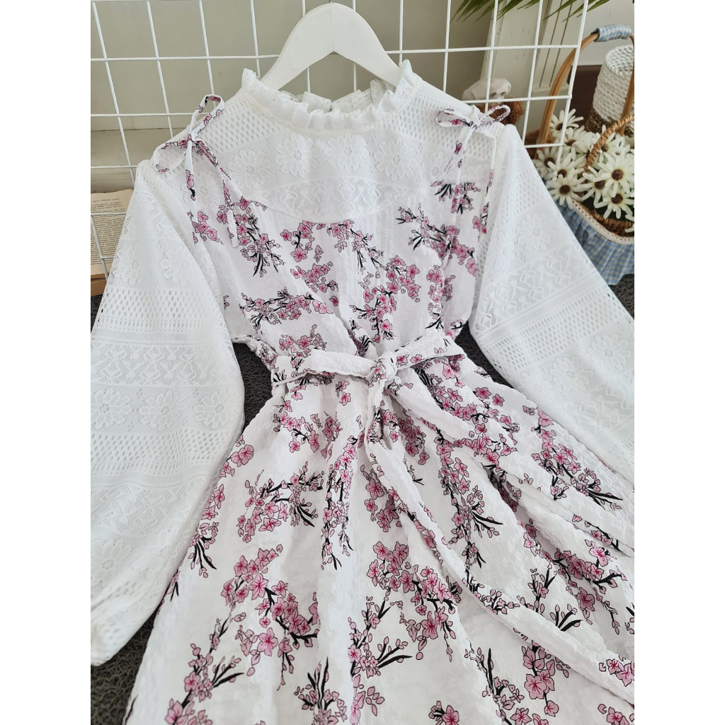 PCS DRESS HAGIA CRINKLE MOTIF ASLI FASHION BUSANA PAKAIAN WANITA MS