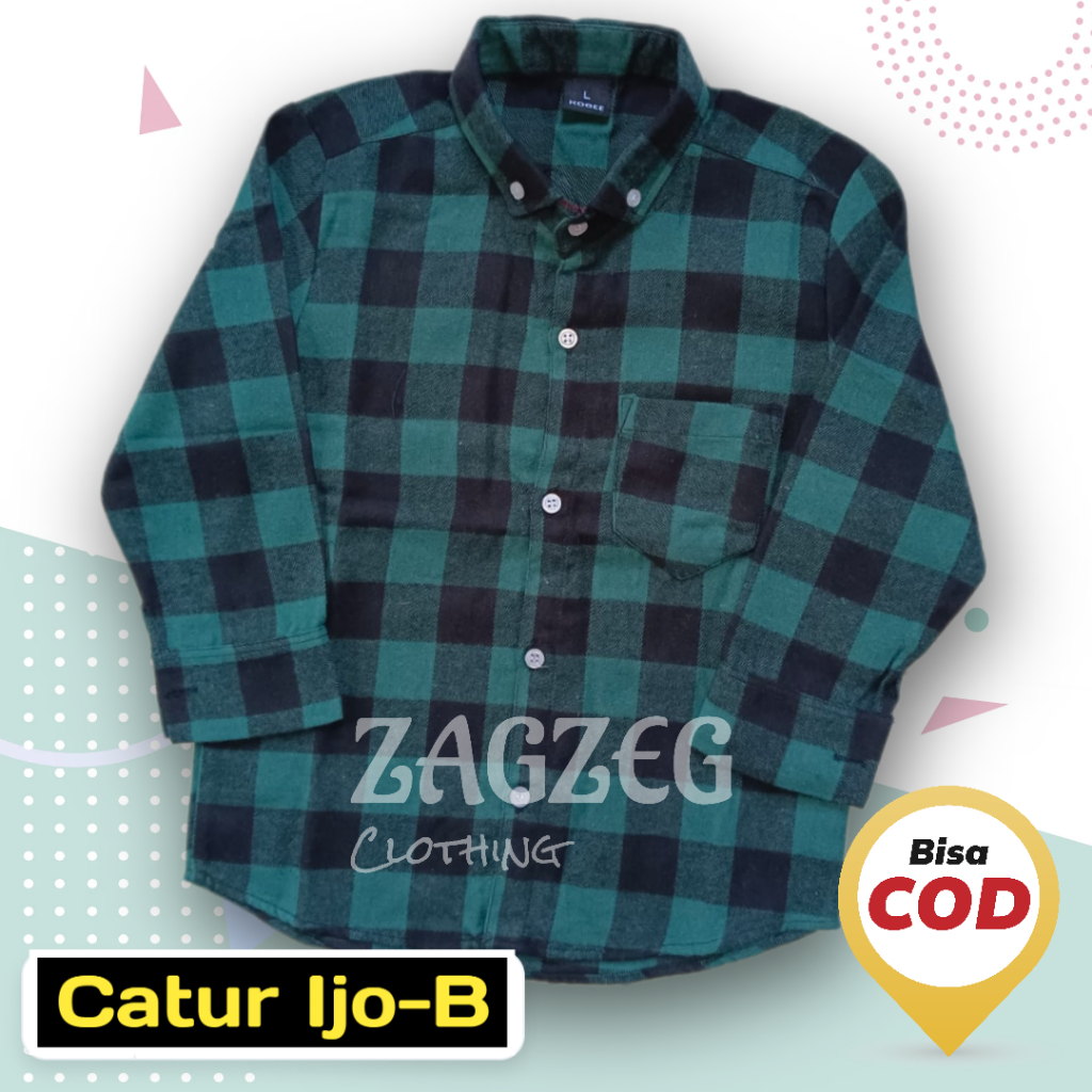 Zagzeg Clothing Promo MURAH Atasan Kemeja Flannel Anak Kemeja Motif Kotak Bahan Flanel Premium Import Anak Tanggung usia umur 7-12 tahun Kemeja Anak Pria Hits Size M L XL Lengan Panjang