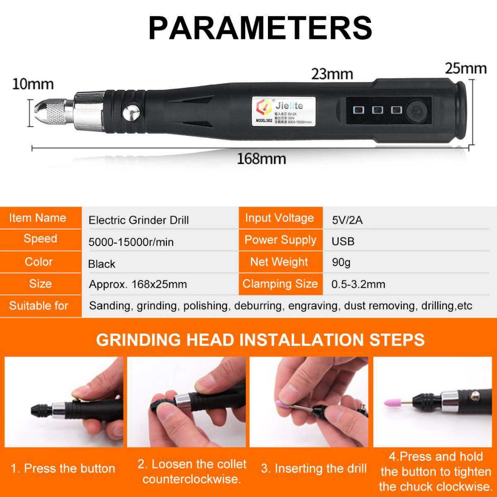 Bor Listrik Mini Grinder Alat Ukir Multifungsi 15000 RPM 30W Desain Pena Ergonomis Perkakas Perlengkapan Rumah