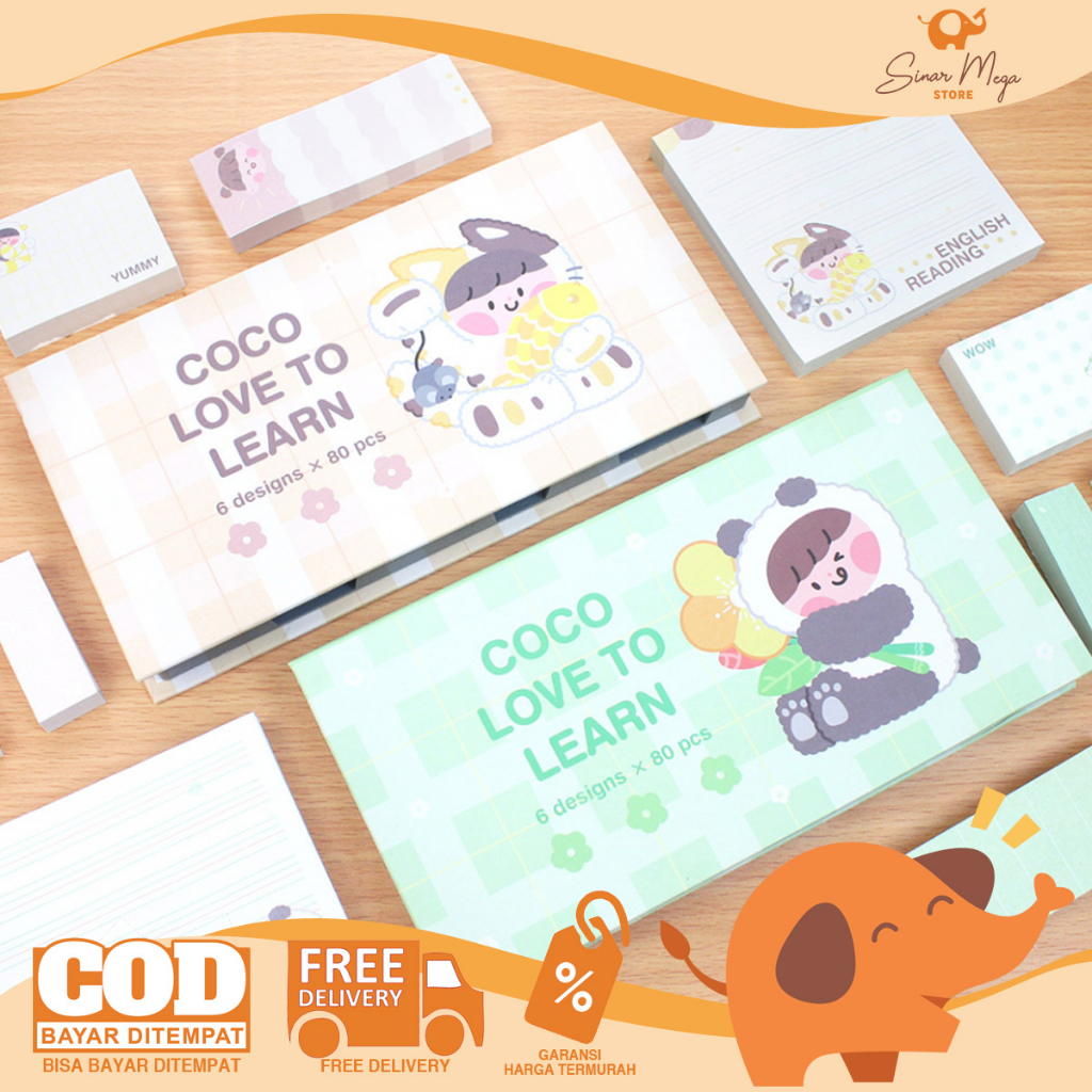 

Coco Love To Learn Sticky Notes SET / Kertas Memo Note Tempel Motif Lucu