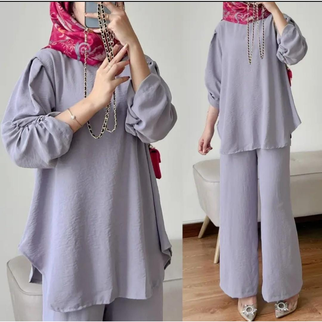 RAVEENA SETELAN WANITA CRINGKEL//ONESET LENGAN SERUT//PAKAIAN WANITA SET SR.001