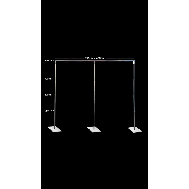 Tiang Backdrop / Tiang Dekorasi / Tiang Gawang Besi 4x4 kaki 3 plat 2 set