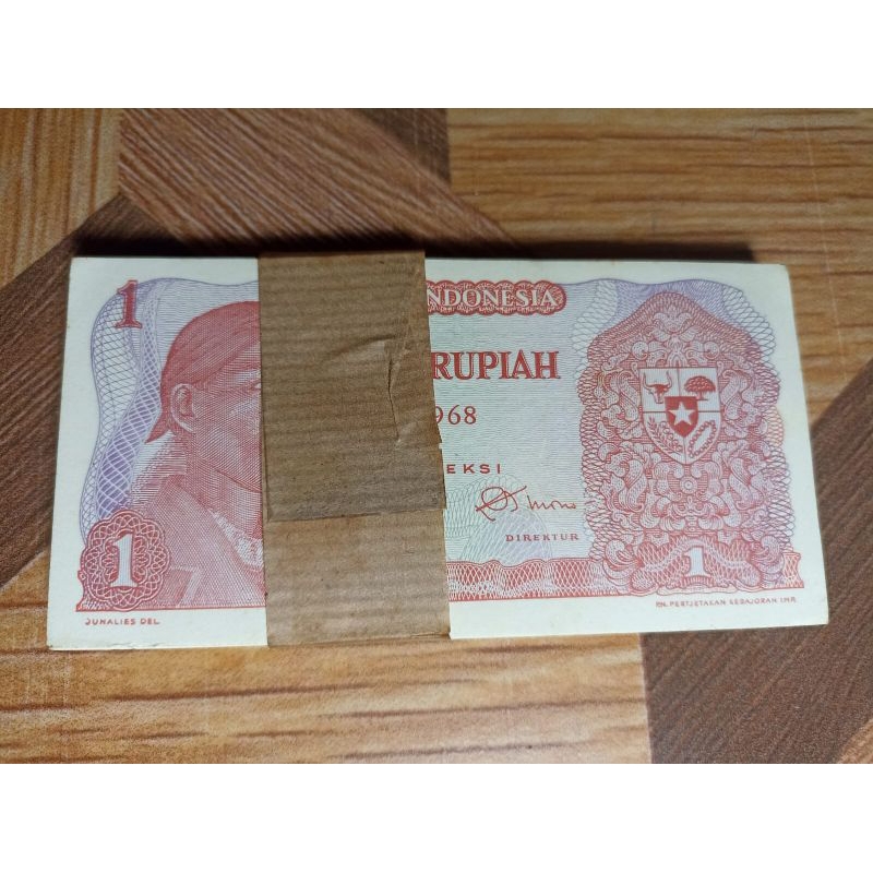 Uki 1 Rupiah Panglima sudirman 1968 Gres mulus (S180)