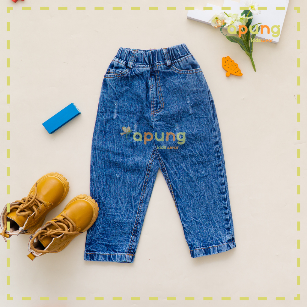 (Capung Kidswear) Celana Jeans Anak Laki-laki Panjang Ripped 1-6 Tahun