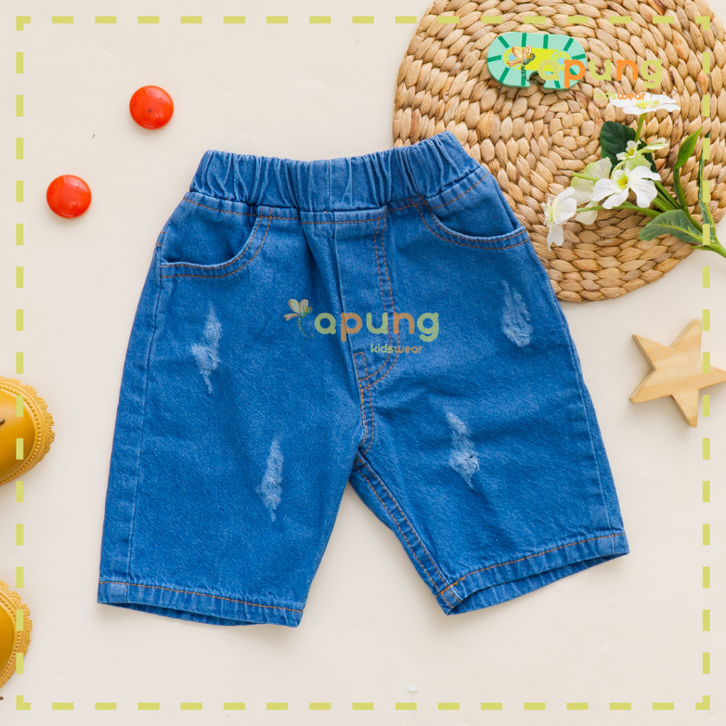 (capung kidswear) Celana Pendek Jeans Ripped Anak Laki-Laki 1-6 tahun