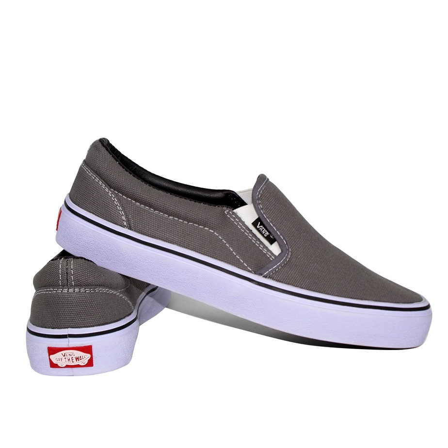 Sepatu vans pria slip on tanpa tali wanita abu abu murah