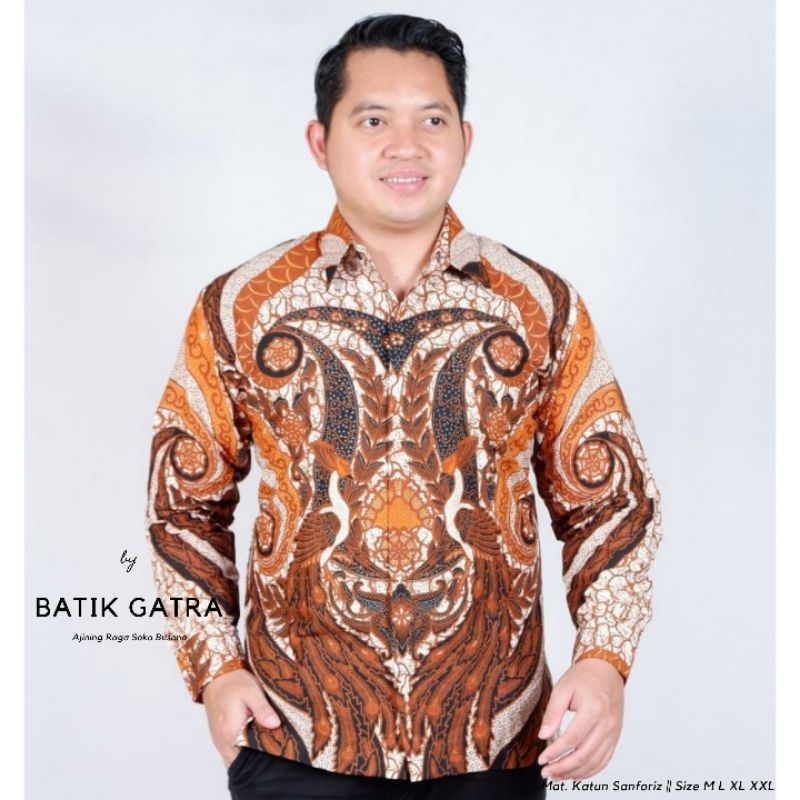 Kemeja batik pria lengan panjang candra surya lapis furing