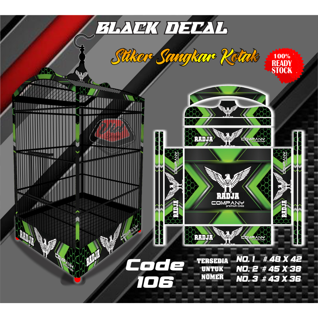 Decal Stiker Sangkar Kotak Decal Kandang Kacer Cucak Ijo Motif Raja No 1 2 3