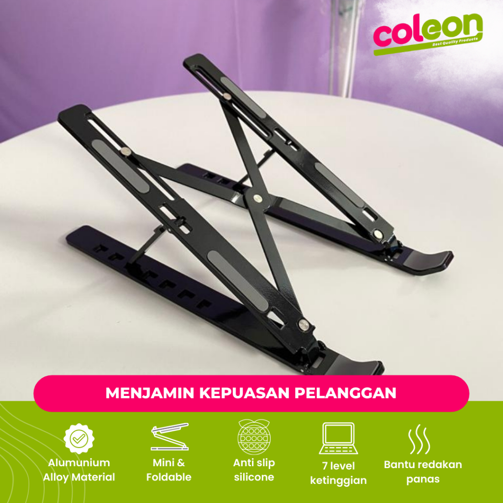 [COD] Dudukan Penyanggah Laptop Stand Portable Holder Lipat Tatakan Ipad Bahan Aluminium Kuat Kokoh Ringan