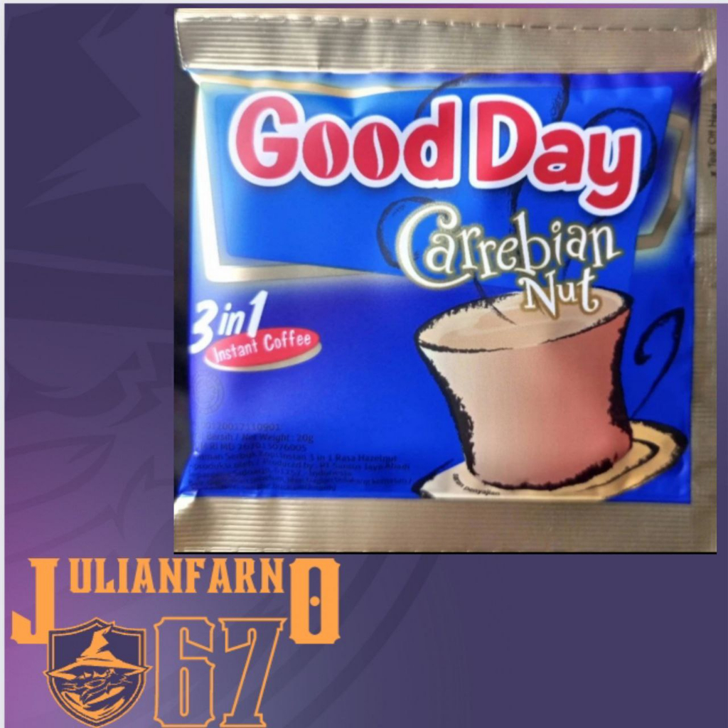 

kopi good day varian rasa carrebian nut kopi shacet 20 gram