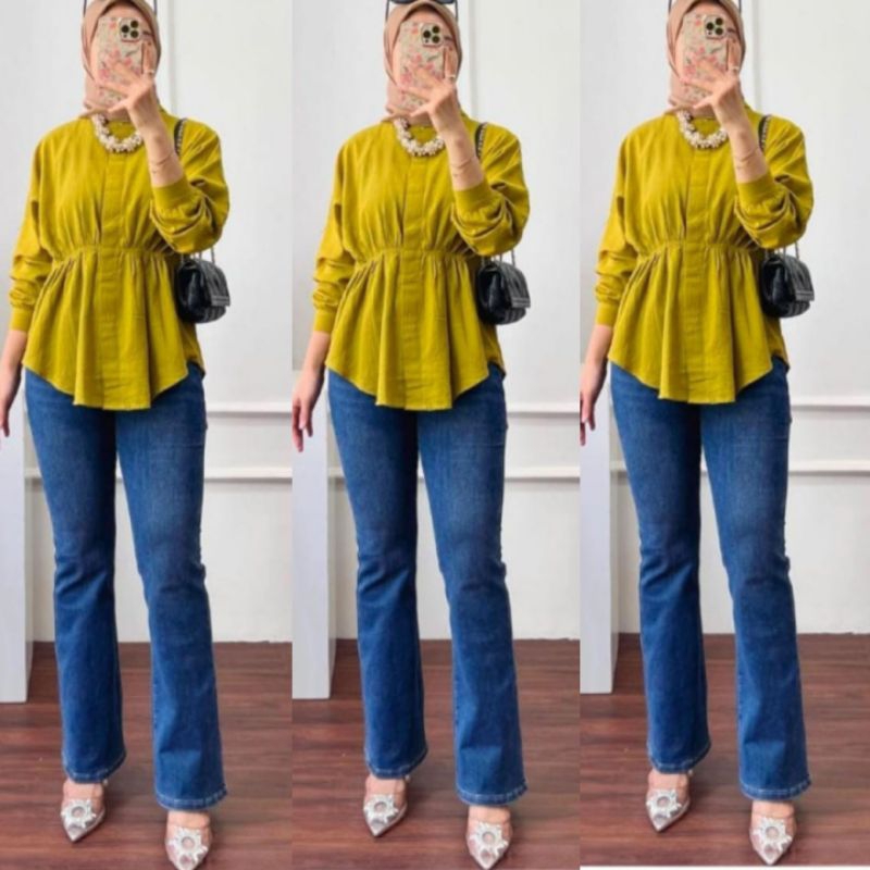 LADY  BLOUSE SERUT  CRINKLE AIRFLOW//FASHION WANITA TERLARIS MASA KINI