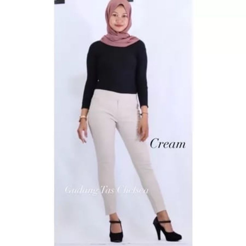 Celana Chino wanita//Celana casual//Celana pensil//Bahan katun kombet Stretch