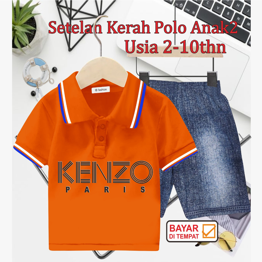 ((IB))SETELAN ANAK2 KERAH POLO SEMI JEANS/K3NZ0 DIGITAL SABLON