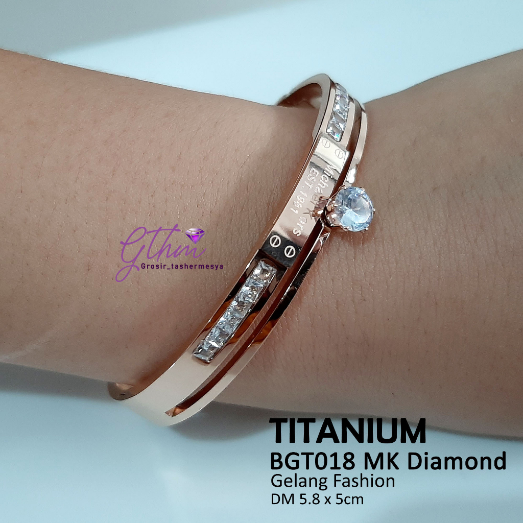 Gelang Titanium Branded Solitaire Anti Karat Perhiasan Import Premium BGT018 GTHM