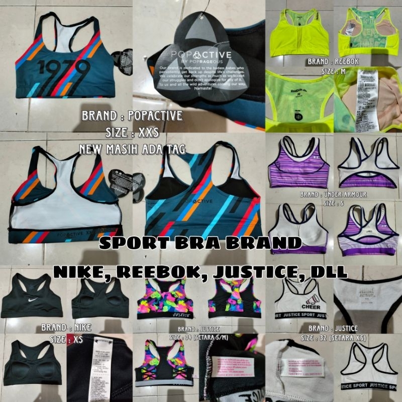 Sport bra nike, reebok, justice, puma, new balance, calvin klein