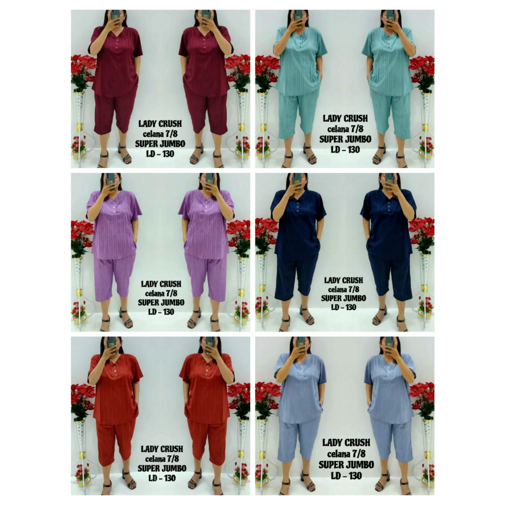 CNC - Stelan Viral Wanita Dewasa Terbaru/Stelan Celana 7/8 Lady Crush Model V Dan 018 3xl Dan 5xl Polos