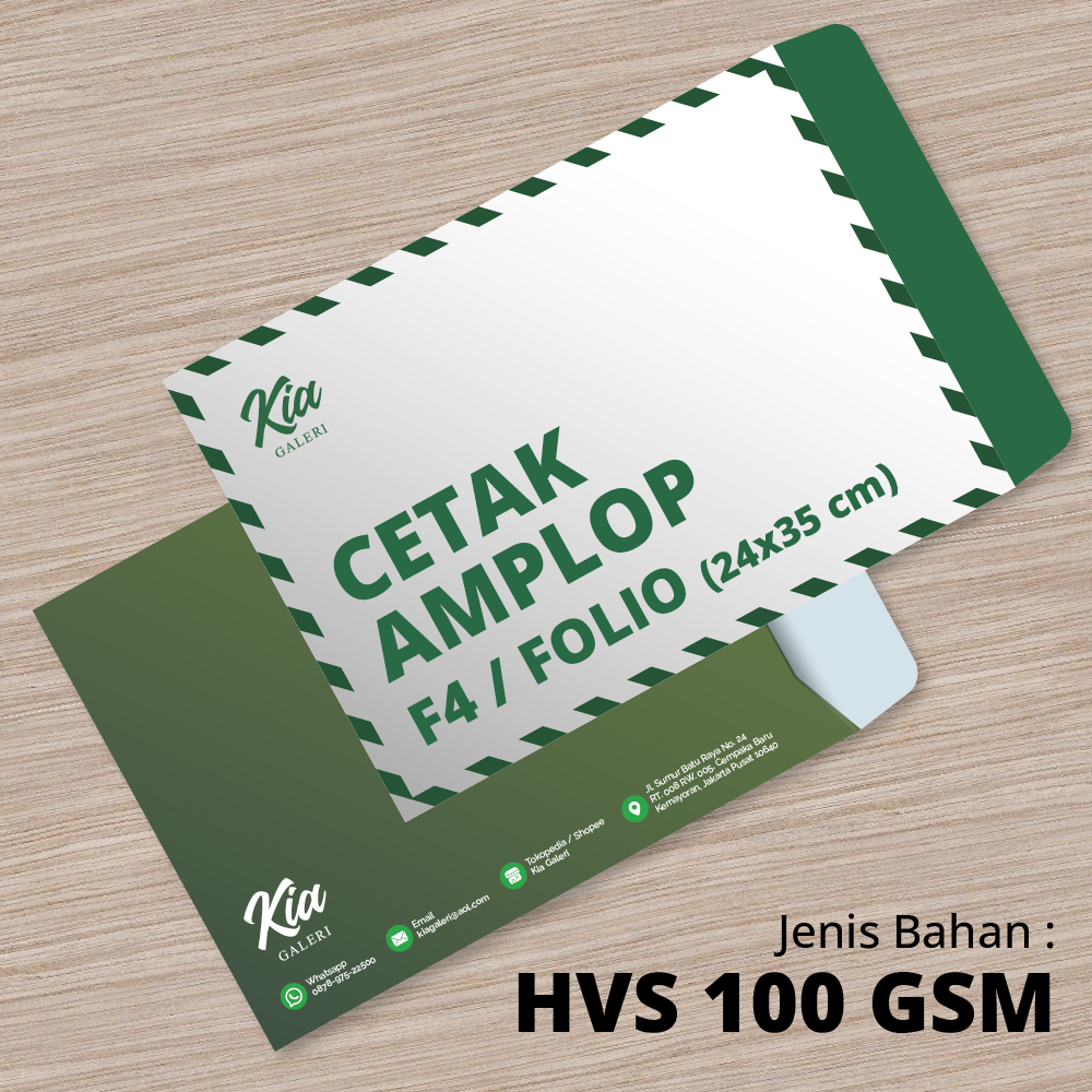 

Cetak Amplop Besar Ukuran Folio / F4 (26x35 cm), Bahan HVS 100 gsm Full Color