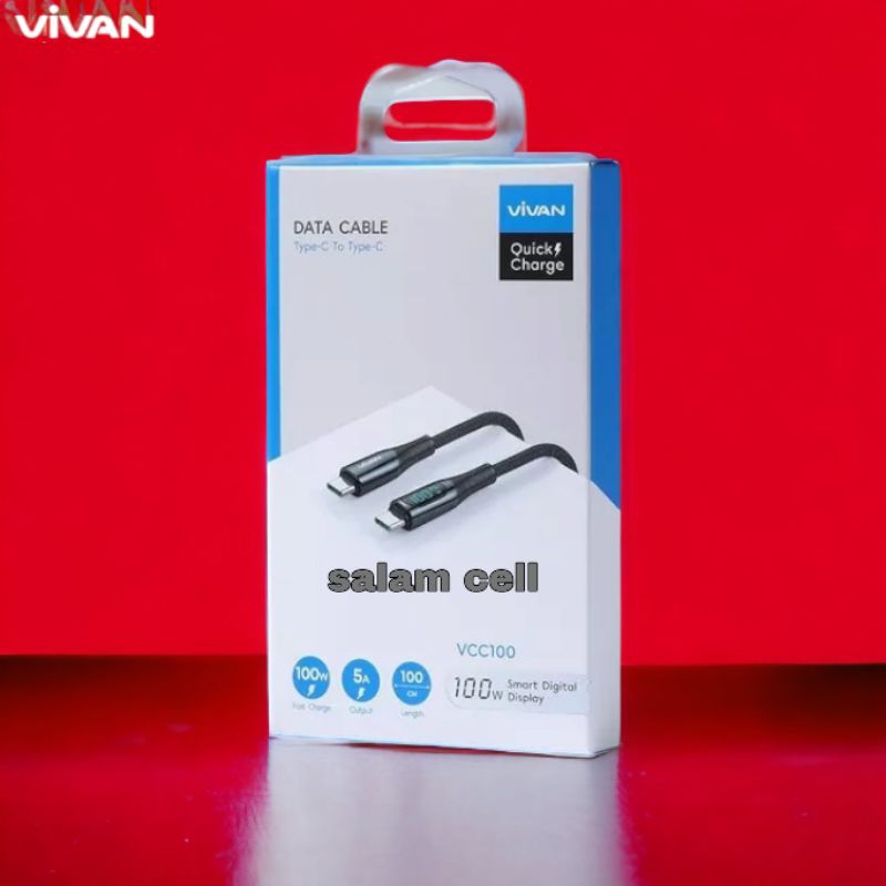 Kabel Data Type-C to Type-C VIVAN VCC100 5A 100W Quick Charge Garansi Resmi