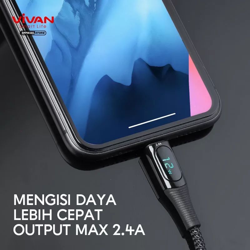 Kabel Data iphone VIVAN VIL100 Lightning Quick Charge Garansi Resmi