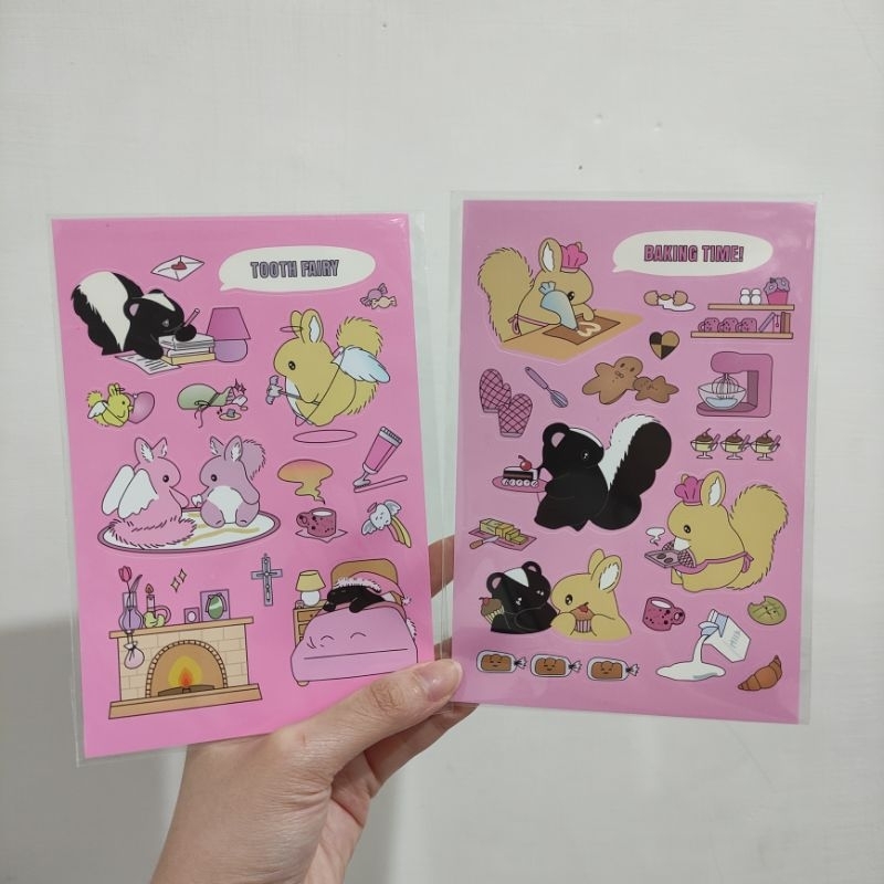

sticker sheet kelinci pink lucu / for journaling, scrapbook
