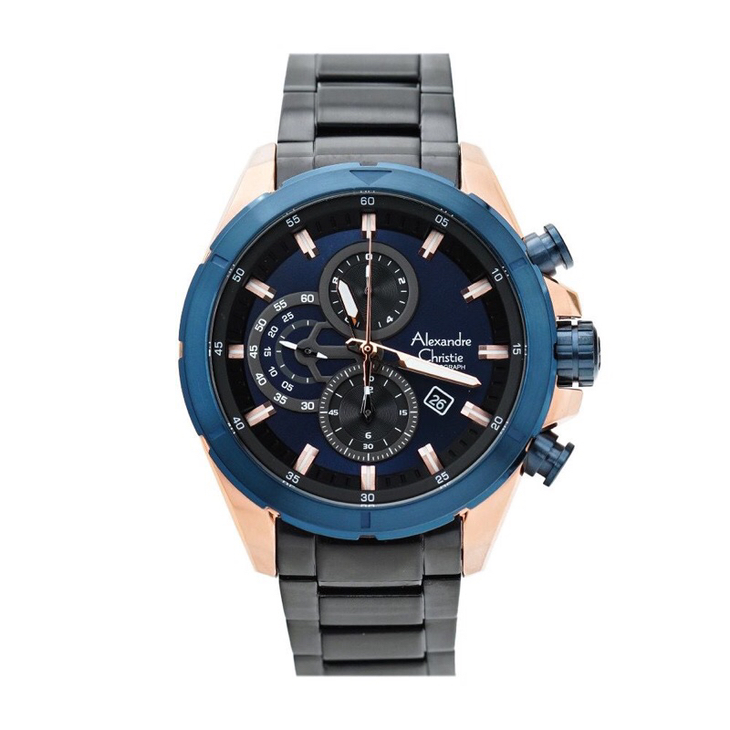 Jam Tangan Pria Alexandre Christie AC 6508 RANTAI AC6508 BLACK 6508 SILVER ORI