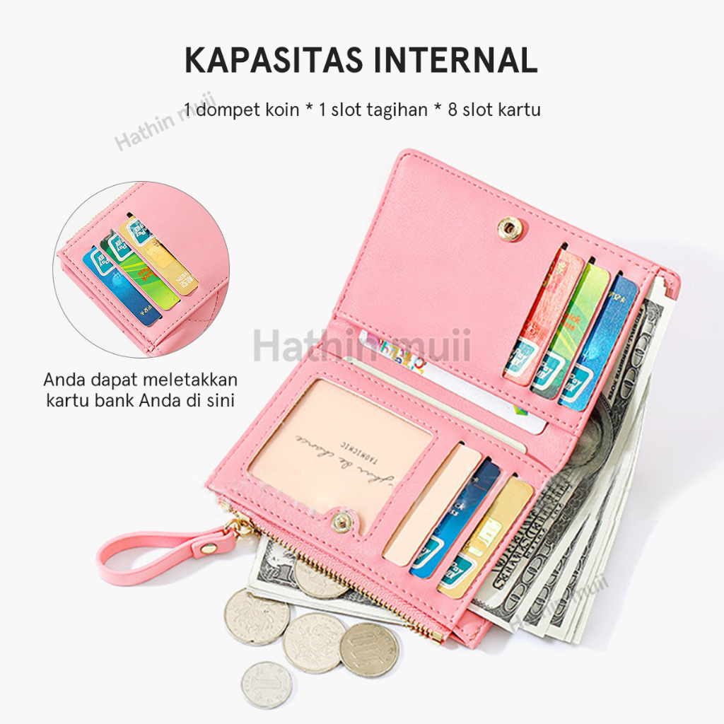 Hathinmuii - DOMPET LIPAT WANITA Dompet Pendek  KULIT PU Leather PREMIUM KOREA IMPORT SLOT KARTU RESLETING KOIN DOMPET - Velvet Wallet