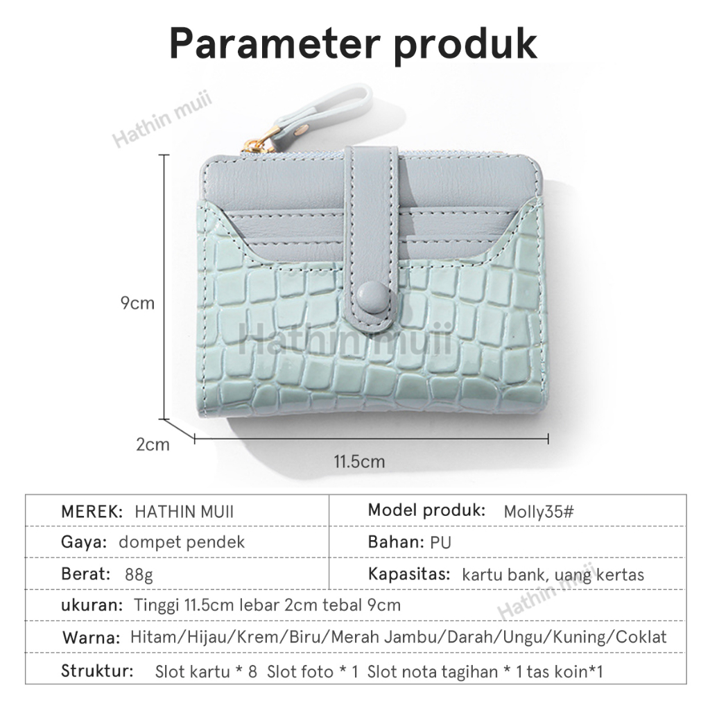 Hathin muii Genie Wallet Dompet Wanita Original Realpic Croco leather Dompet Lipat bisa Cod35