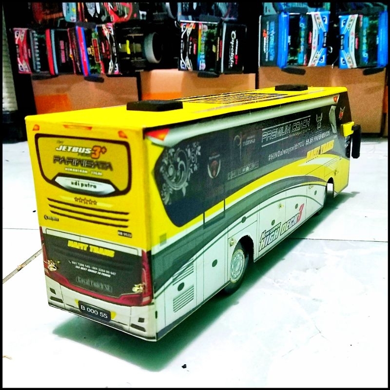 Mainan Miniatur Bus Telolet Basuri Nafit Trans Full Lampu