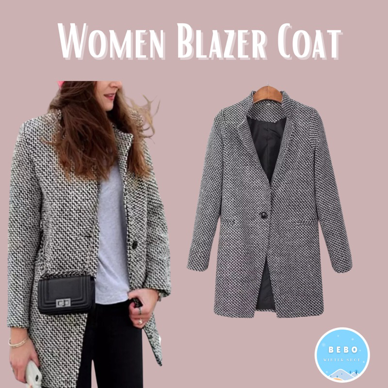 Blazer Wanita Korea import bahan Wol hangat untuk Spring dan Autumn