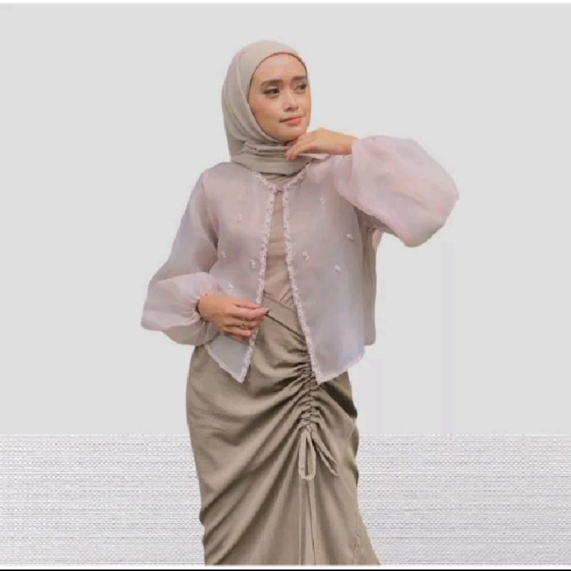 Outer organza premium/baju atasan wanita /baju pesta/baju kondangan crop/tunik organza kekinian