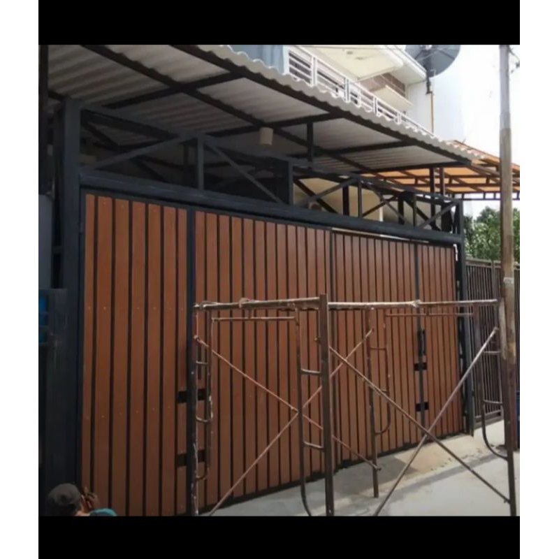 pagar grc motif kayu