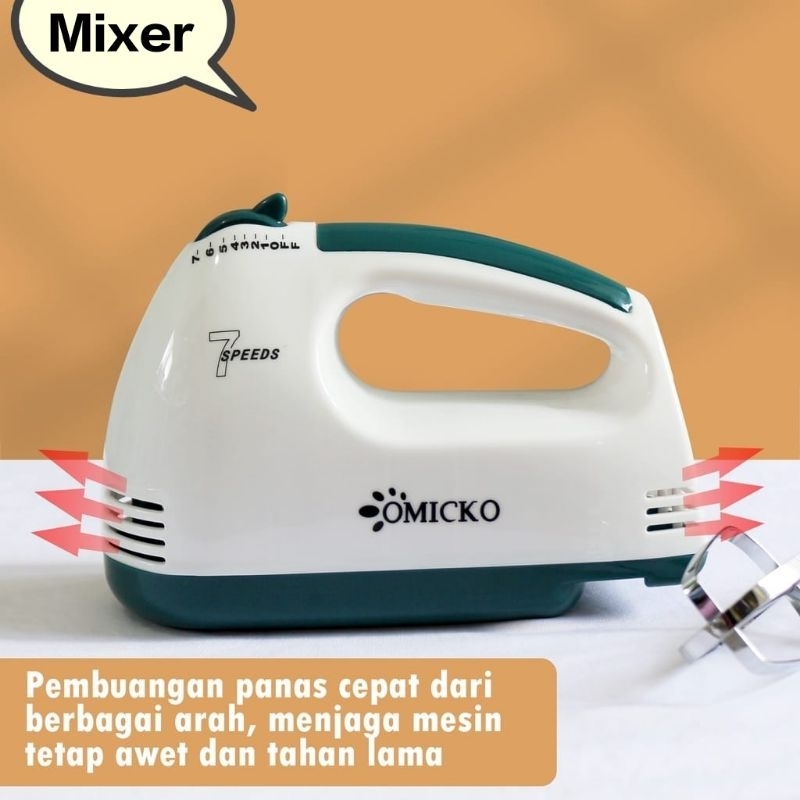 Hand Mixer Omicko / Mixer Tangan Listrik/ Kocokan Adonan Elektrik